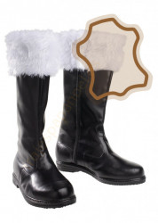 Botas de Papá Noel de cuero natural (acabado en pelo blanco como la nieve)