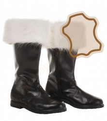 Botas de Papá Noel de cuero natural (acabado en pelo de color crudo)