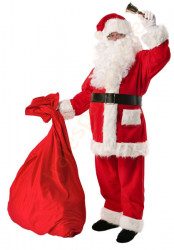 Traje deluxe de Papá Noel de forro polar - conjunto completo de 13 elementos y 4 accesorios